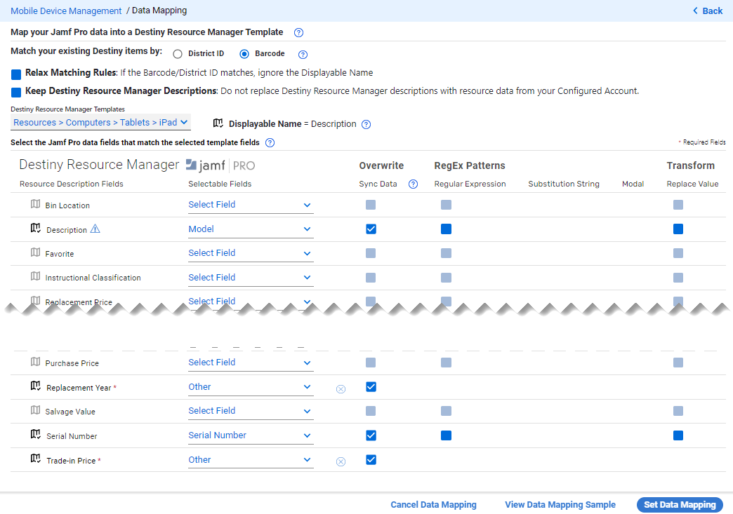 Jamf Pro data mapping template